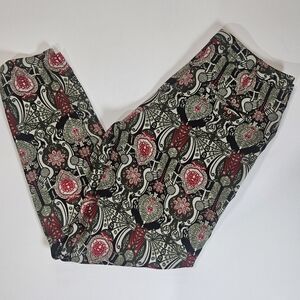 Topshop Womens Pants 4 Green Red Black Abstract Made In‎ The UK Skinny Mid Rise